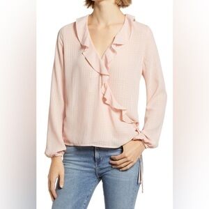 New Chelsea28 Nordstrom Ruffle Trim Wrap Top in Pink Smoke